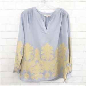 Loft Light Blue Floral Embroidered Tunic